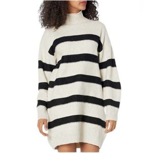 Line & Dot Black and Cream Striped Mini Dress